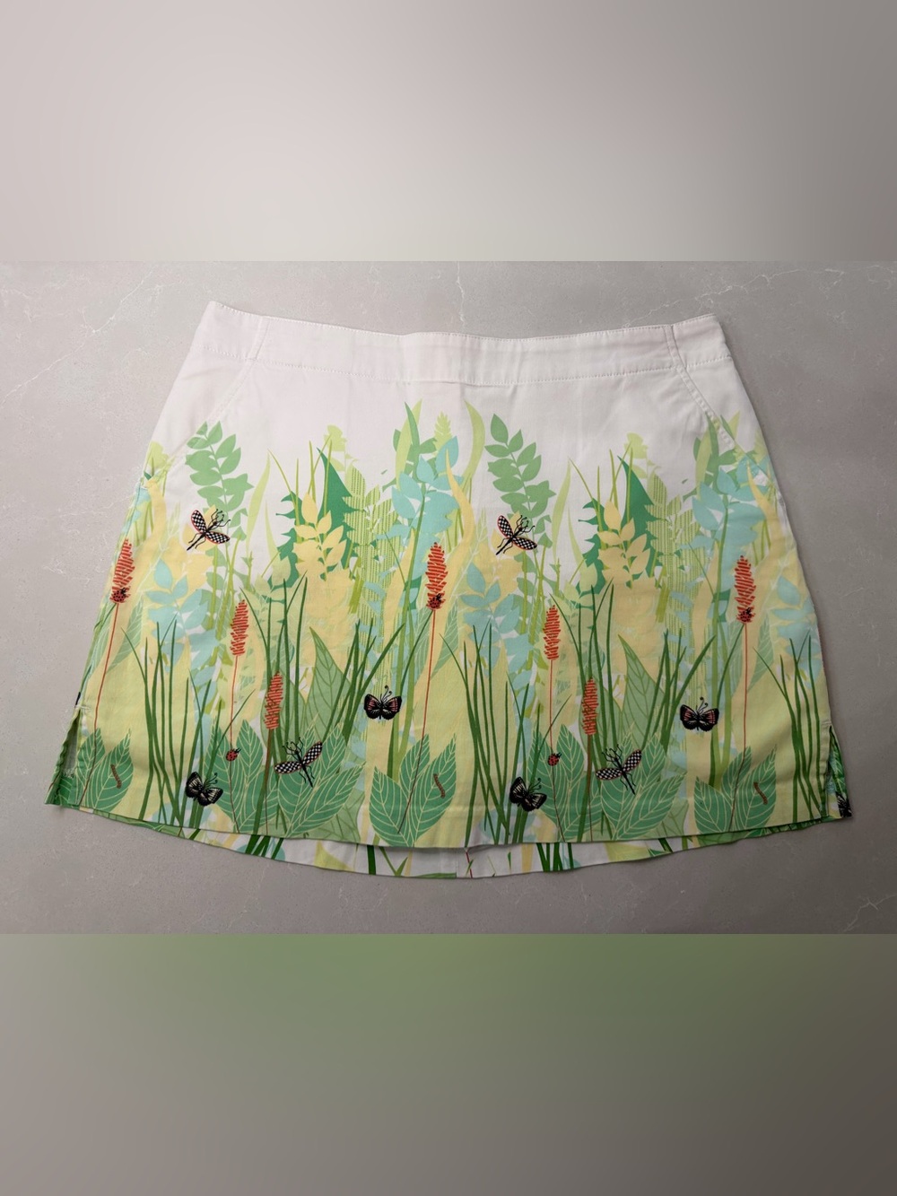 Lady Hagen Botanical Whimsical Grass Butterfly Print Golf Skort Size 10